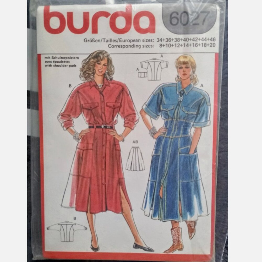 Patron de Couture Burda #6027 Ensemble Jupe & Blouse Tailles 8 à 20 Vintage